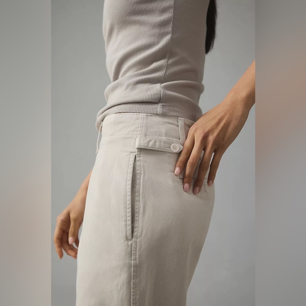 Maeve Pleated Wide-Leg Chino Trousers Size 0 Off-White/Blanc‎ - Picture 3 of 16
